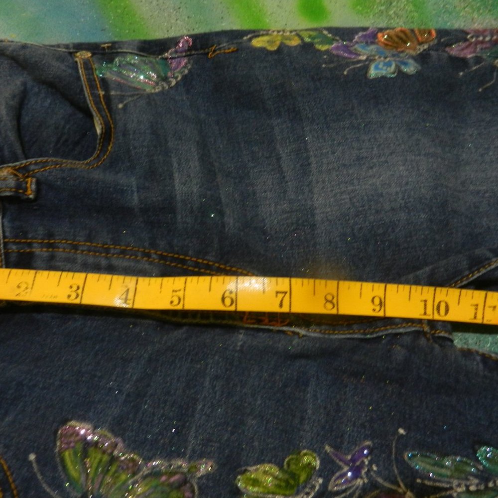 OOAK Metamorphosis butterfly statement jeans hand painted artisan denim SMALL - Picture 7 of 16